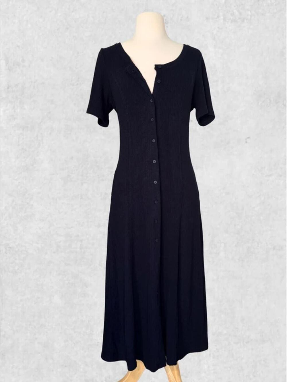 Baltic Born NWT Knit Black Button Down Maxi Dress (M)